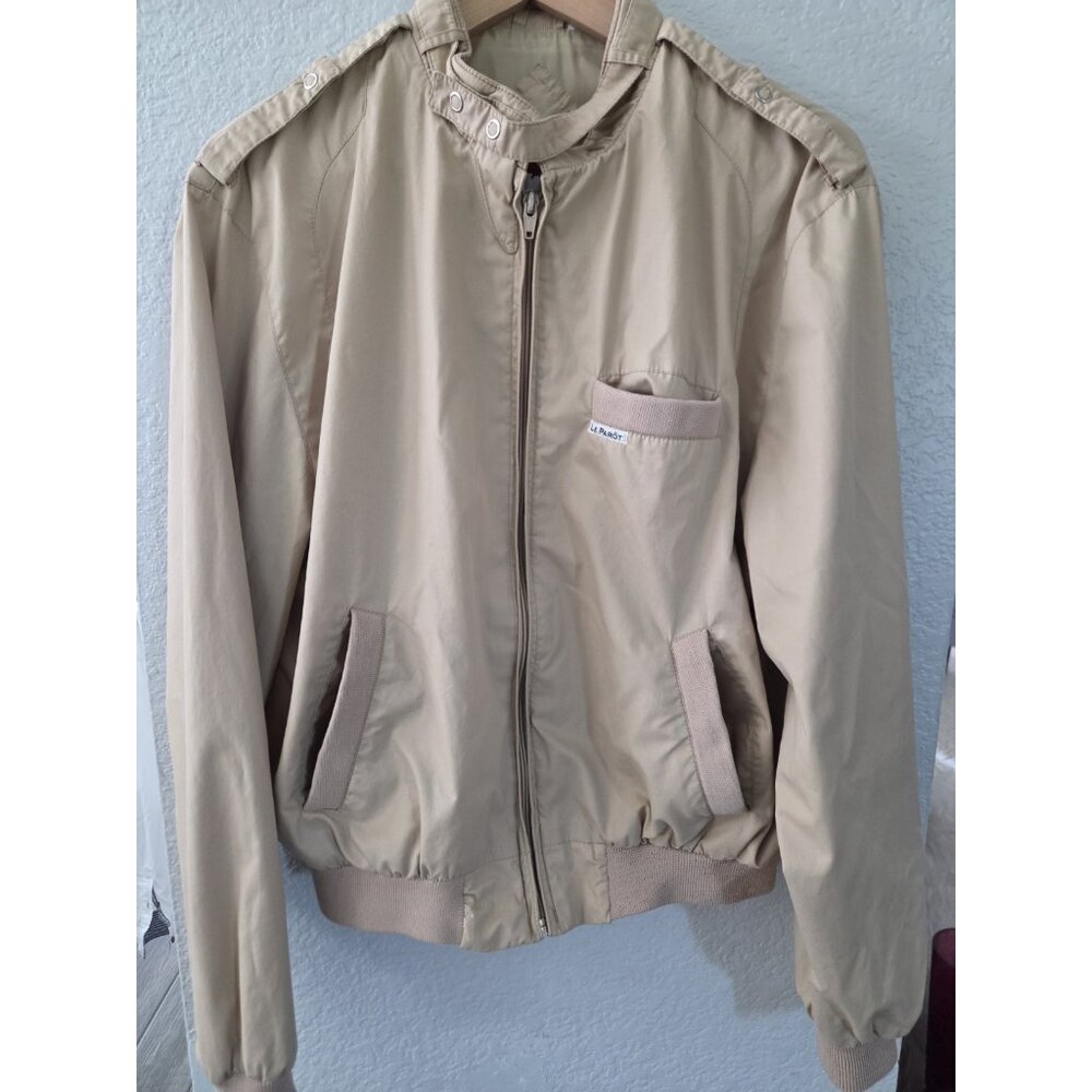 VINTAGE Le Parot 1980s MEN’S Beige Bomber Utility Jacket LARGE. GUC